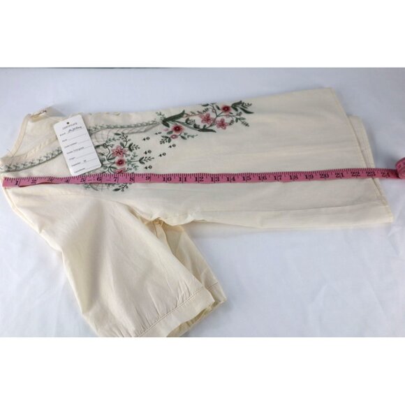 Jin‎ Yishang By Women's Cream Embroidered Blouse Size Medium - Picture 9 of 10
